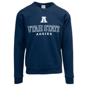 Navy A Utah State Aggies Fleece-Lined Crew Sweatshirt